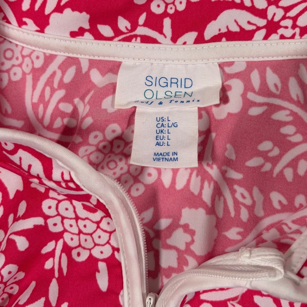 Sigrid Olsen Golf Tennis Outfit Set Pink Floral Top L Skort M Headband - Picture 3 of 9
